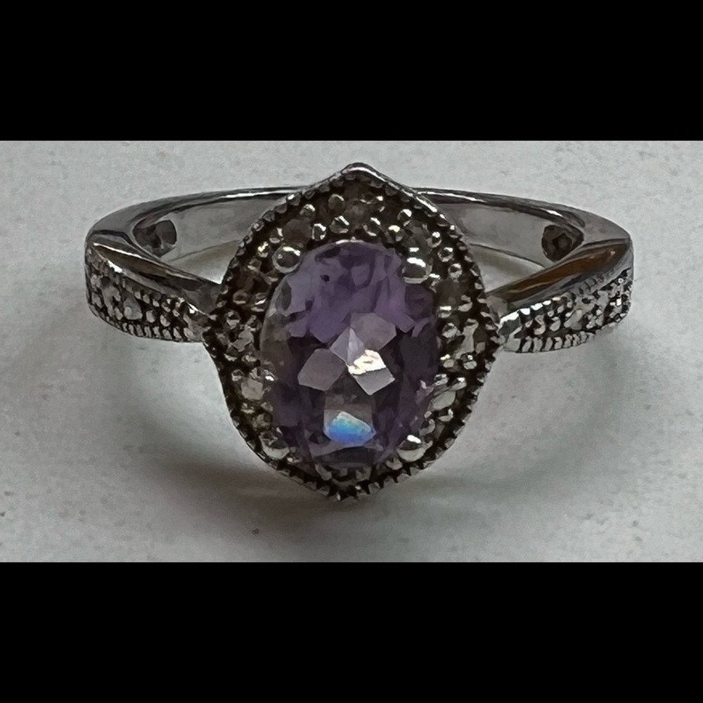 Genuine Amethyst Sterling Silver Ring